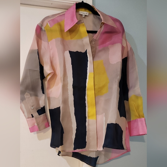 Lafayette 148 Oversized Printed Silk-satin Shirt-pink - Picture 8 of 11